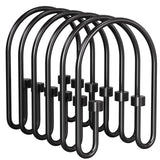 AmazerBath Shower Curtain Hooks – Minimalist Bathroom Hardware in Matte Black, Open Hook Tool Free Install 12 Pack