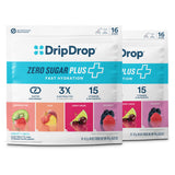 DripDrop Zero Sugar Plus - Sugar Free Hydration Sticks for Desk Focus and Workday Energy, 15 Vitamins