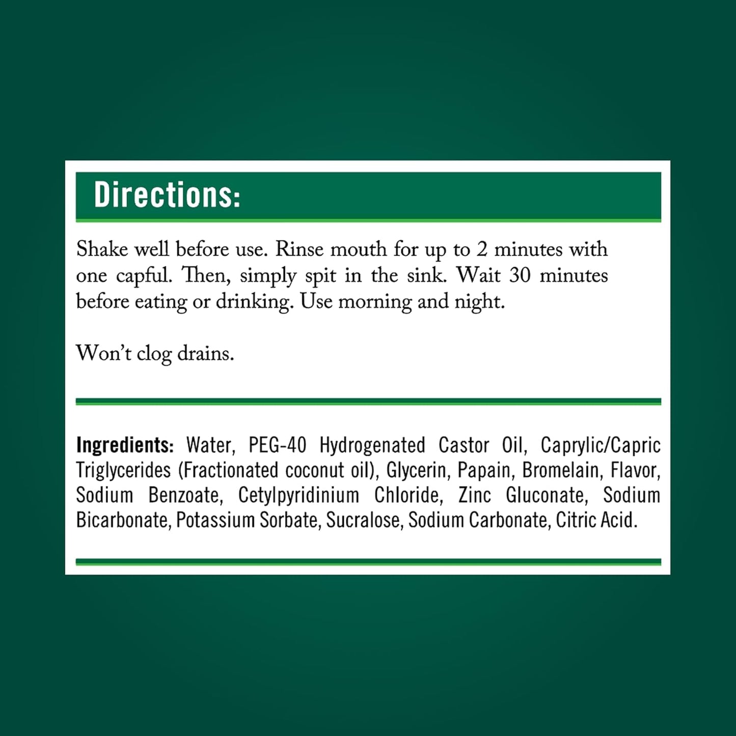 TheraBreath Whitening Oral Rinse – Plant-Based Whitening Enzymes for a Calming AM/PM Self-Care Ritual, Smooth Mint 16 Fl Oz