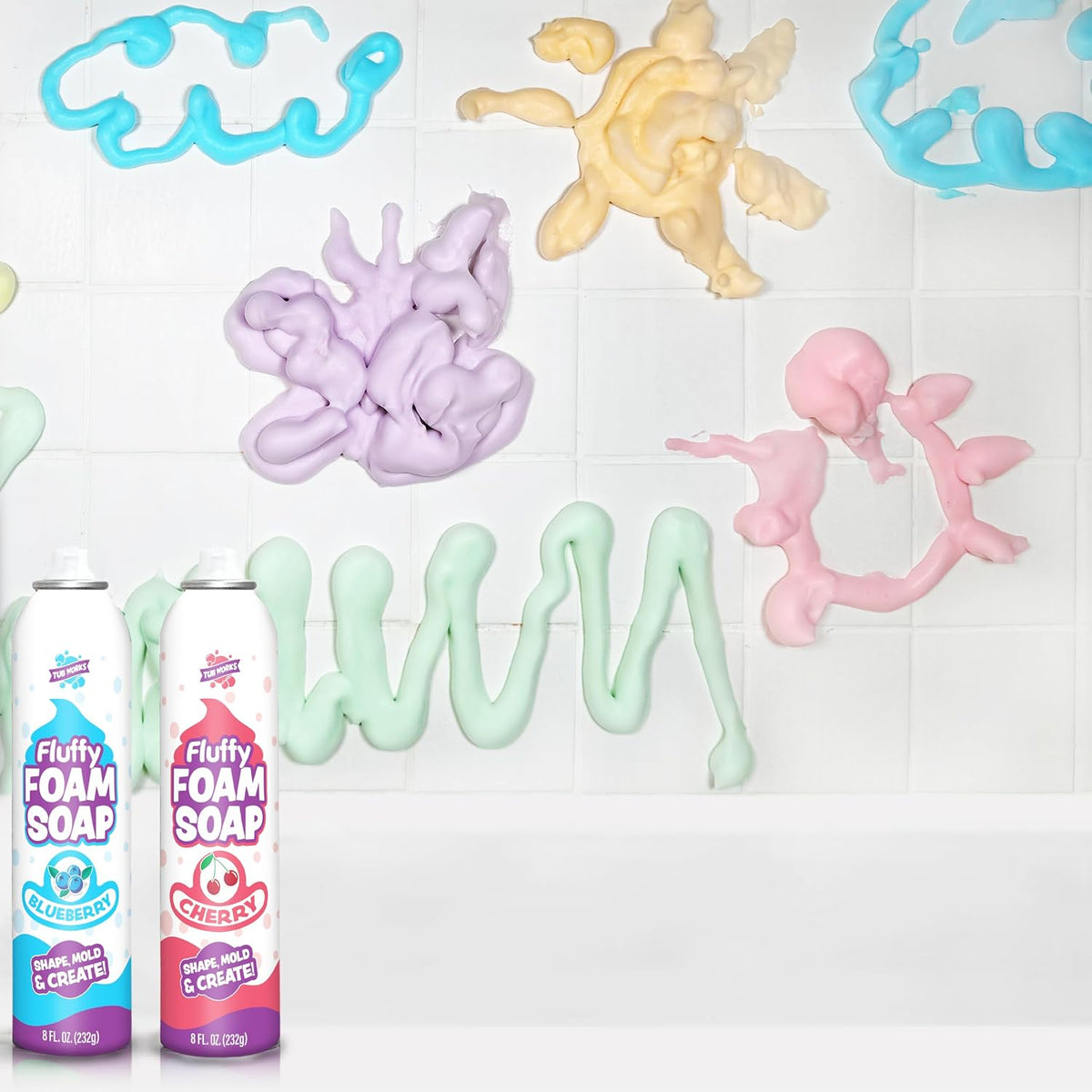Tub Works® Fluffy Foam Soap Kids Set – Unique Gift Exchange Pick for Parents Seeking Screen-Free Kids Activities