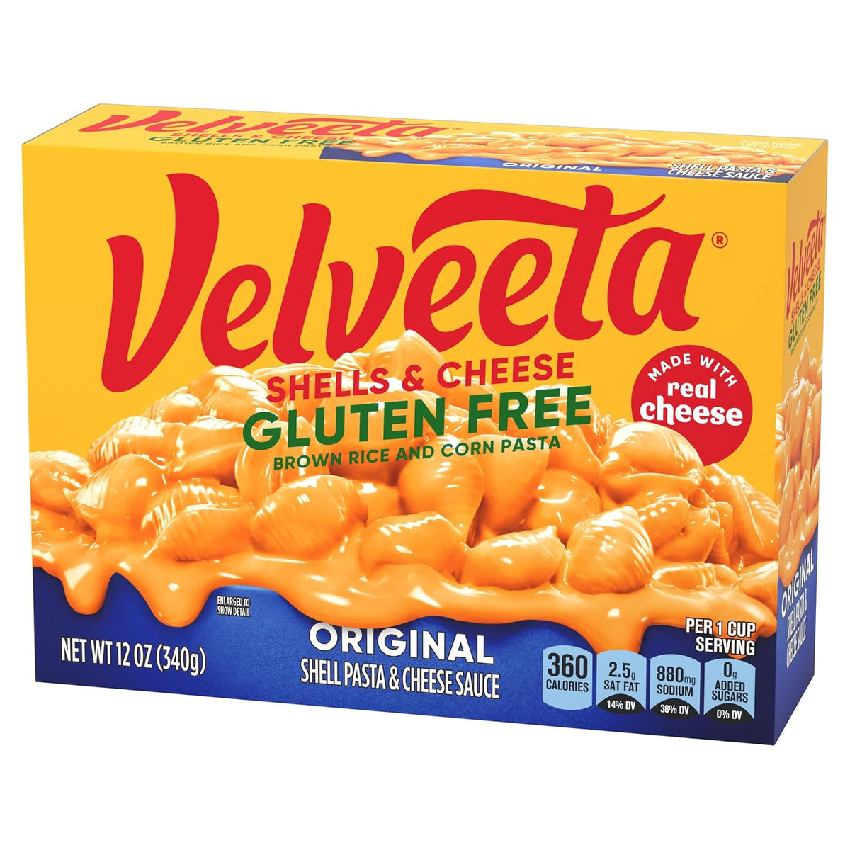 Velveeta Gluten Free Shells & Cheese, Gentle Pantry Staple for Gluten Sensitive Digestion, 12 oz Box