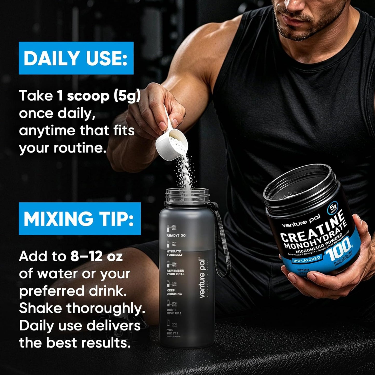 Venture Pal Creatine Monohydrate Powder – Wellness Routine Supplement for Mindful Morning Rituals