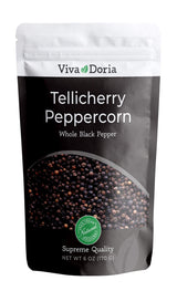 Viva Doria Tellicherry Black Peppercorn – Durable Standup Pouch for RV, Cabin, and Outdoor Cooking Adventures