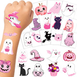 Waterproof Kids Tattoo Favors for Outdoor Boo Basket Handouts – Cute Pink Designs for Trick-or-Treat Night