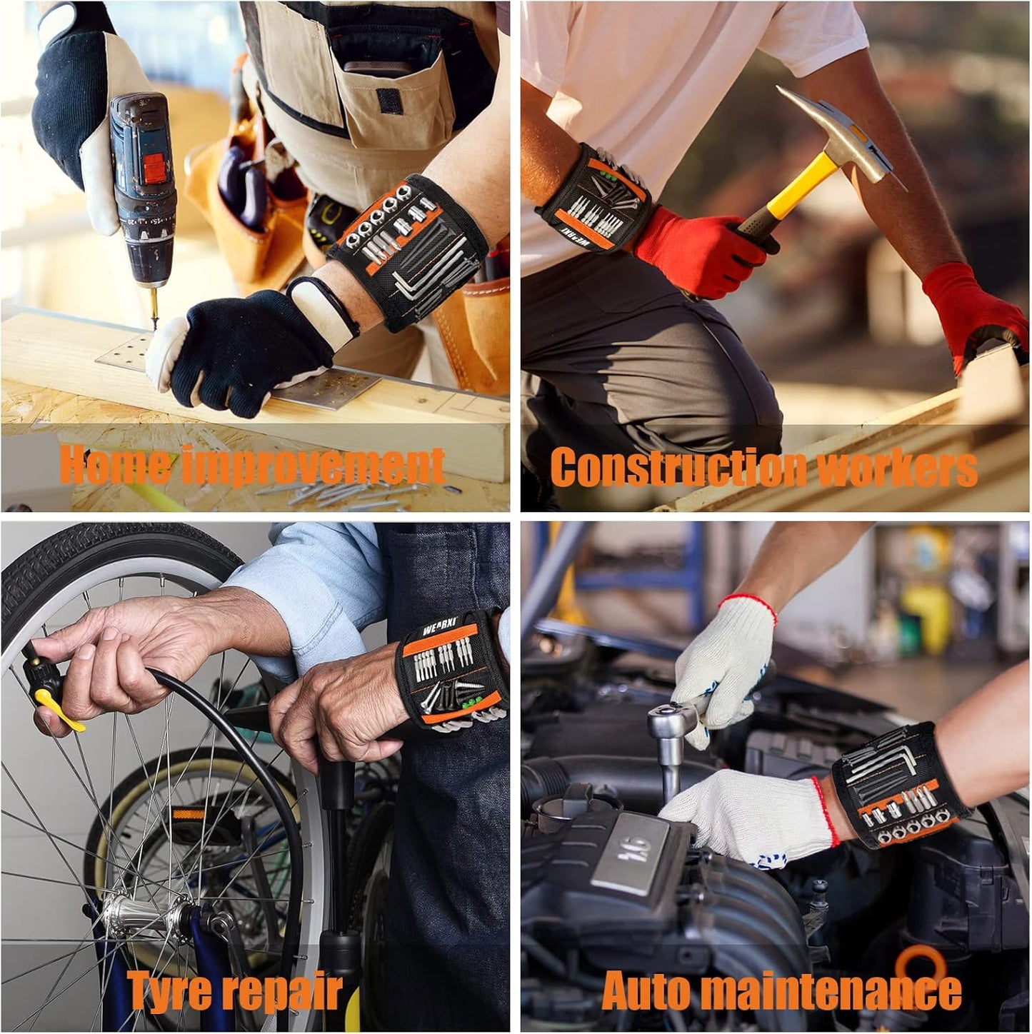 WEARXI Magnetic Wristband for Screws and Nails – Roofing and Construction Hands-Free Fastener Holder, Pro Tool Accessory