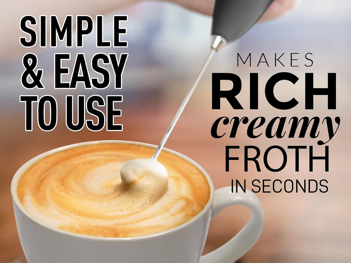 Zulay Kitchen Milk Frother Handheld Whisk – Thoughtful Birthday Gift for Her, Barista-Style Coffee Frother for Lattes and Matcha in White