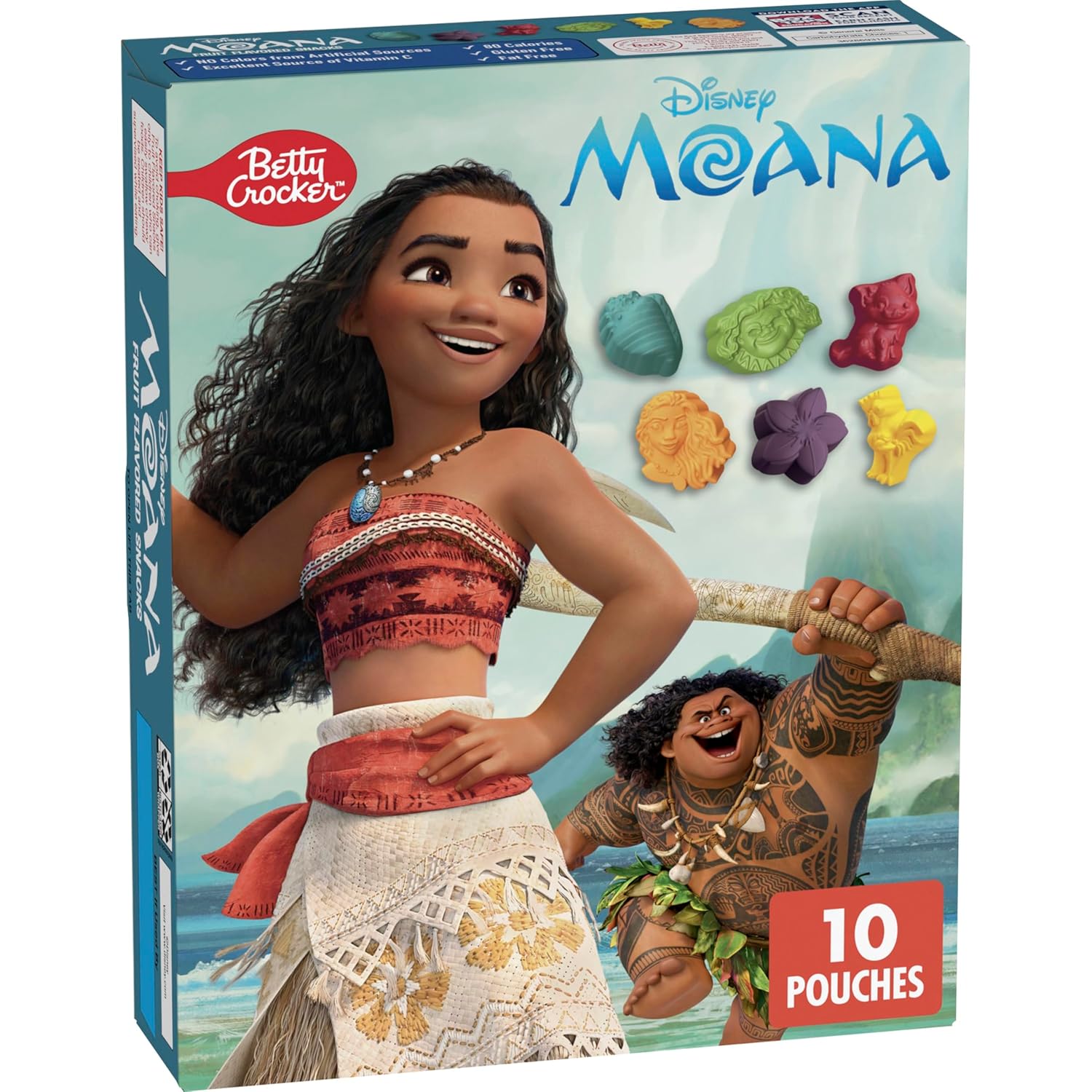 10 individually wrapped fruit-flavored gummy pouches in a single 8 oz box
