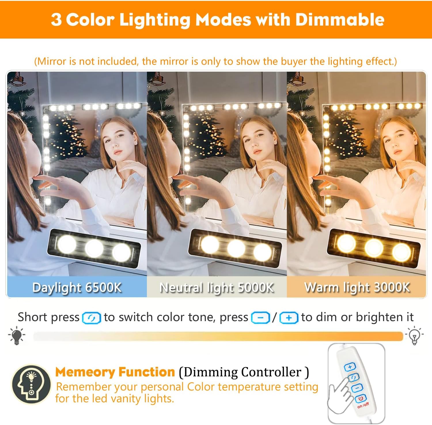 10-level dimmable brightness with touch button control