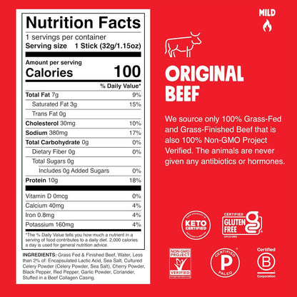 10g protein per snack stick with minimal carbs for keto compatibility