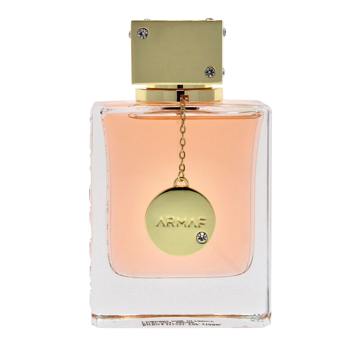 12-note layered fragrance profile: orange, grapefruit, bergamot (top); peach, rose, geranium, jasmine, litchi (heart); patchouli, vanilla, musk, vetiver (base)