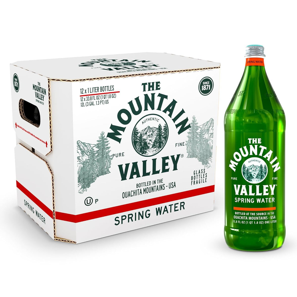 12-pack of 1l glass bottles (33.8 fl oz each)