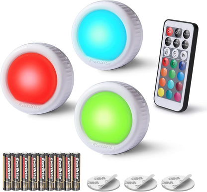 12 rgb colors plus 4 preset colors (white, red, green, blue) with flash and fade modes
