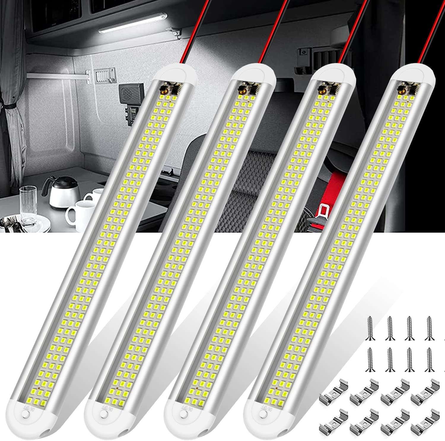 120 high-output leds arranged in 3 rows producing 1500 lumens at 5000k daylight color