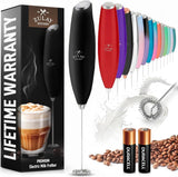 Zulay Kitchen Milk Frother Handheld Whisk – Thoughtful Birthday Gift for Her, Barista-Style Coffee Frother for Lattes and Matcha in White
