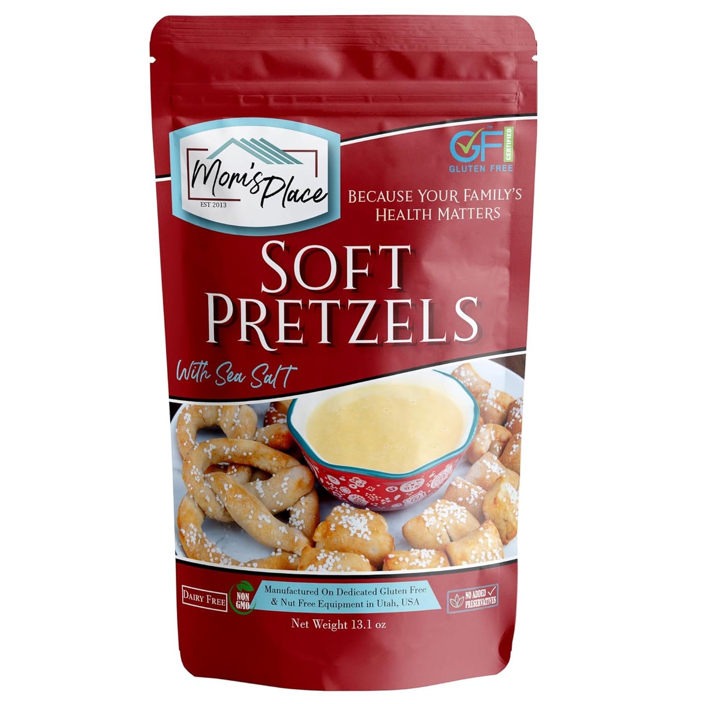 13 oz mix yields 24 servings (6 large pretzels or 48 small pretzel bites)