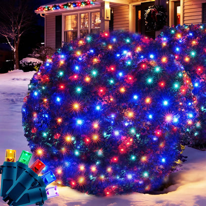 132 led bulbs on a 6ft x 6ft grid net with green camouflage wire