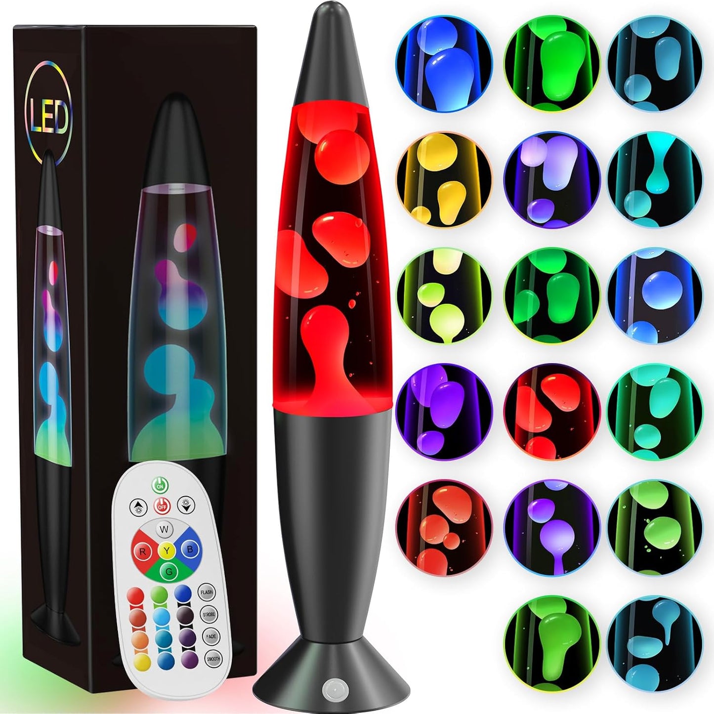 17 led color options with dimmable brightness