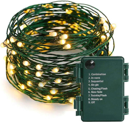 18ft flexible green copper wire with 50 (or 100) micro leds in warm white 3000k