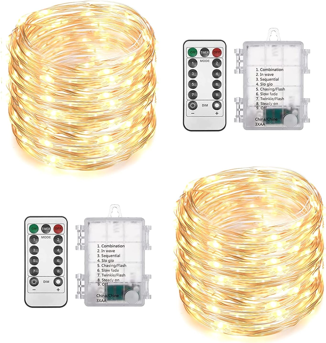 2-pack totaling 200 warm white leds across 66ft with 4-inch bulb spacing
