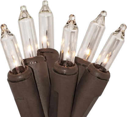 20 clear incandescent mini bulbs on brown wire (variant: 20 or 35-light versions available)