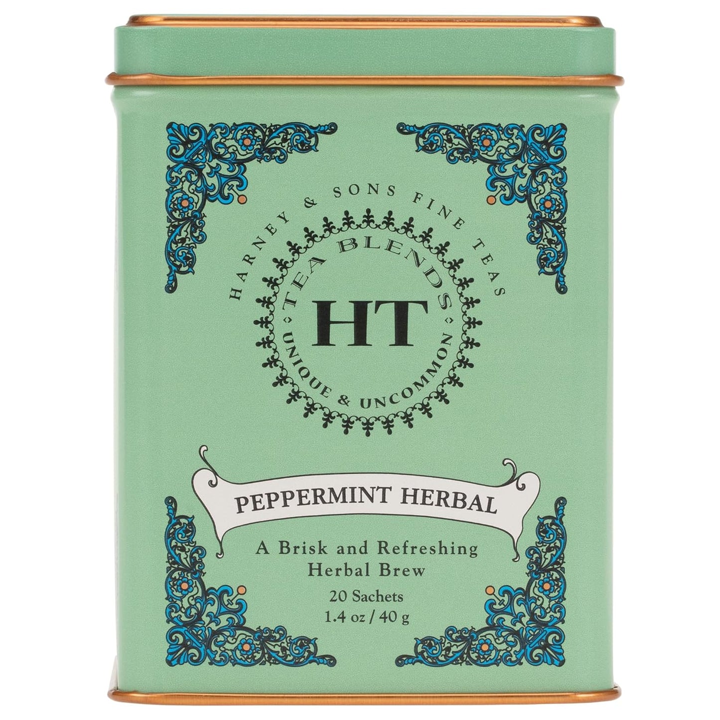 20 full-leaf tea sachets per reusable decorative tin