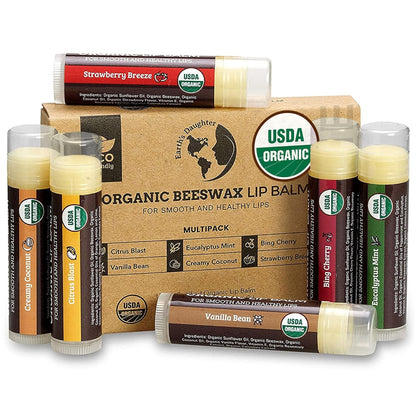21 variants covering organic variety 6-pack, single-flavor 4-packs, tinted shades, vegan formula, and spf 15/30 versions