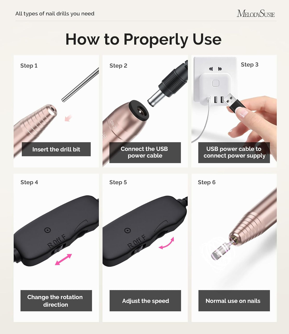 3/32" shank bit compatibility for standard nail drill bits