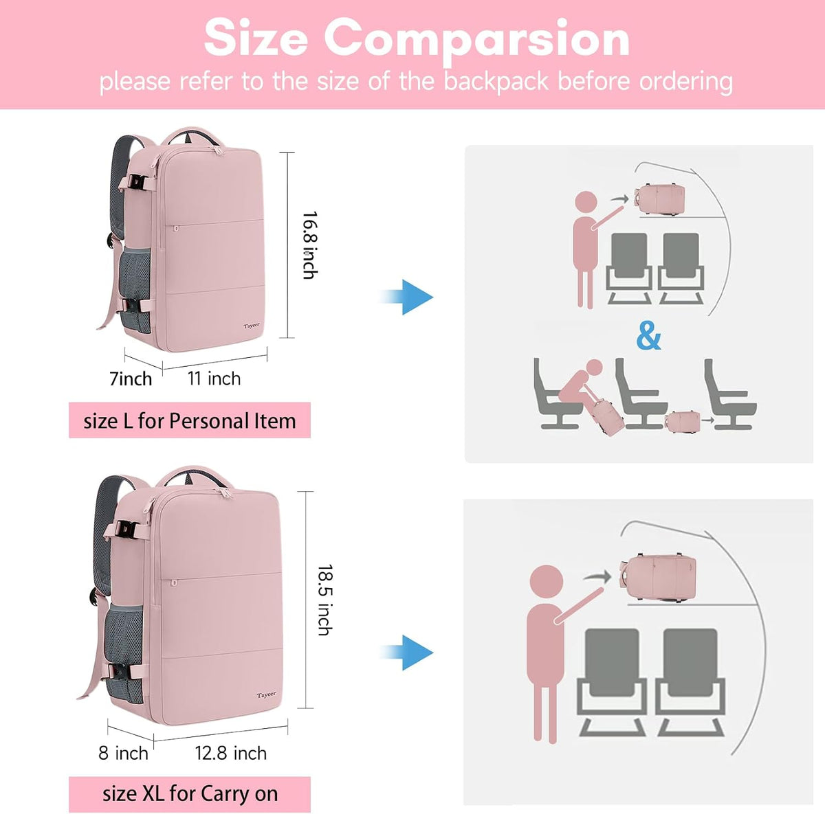 3 main compartments, 9 inner/side pockets, 12 zippered pockets total, 35l volume