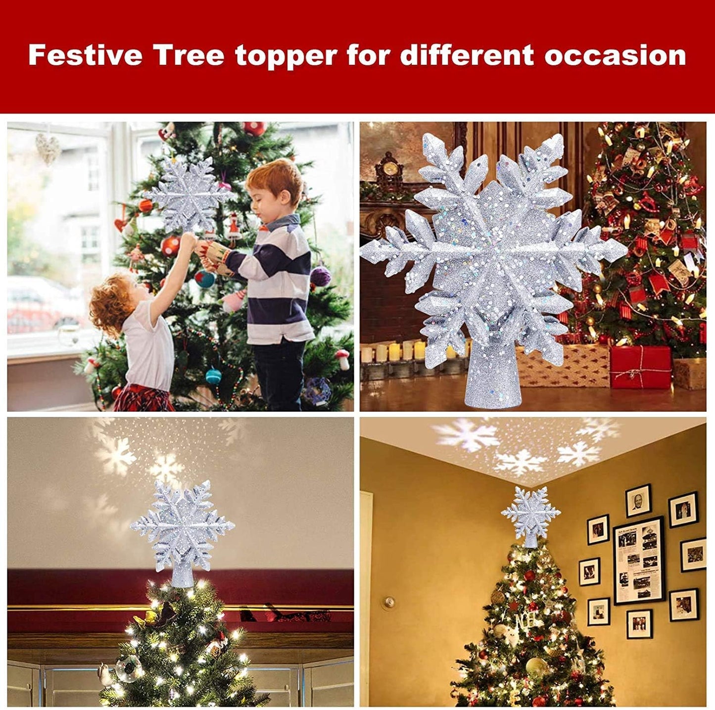 3d glitter silver snowflake design with shinning glitter powder finish