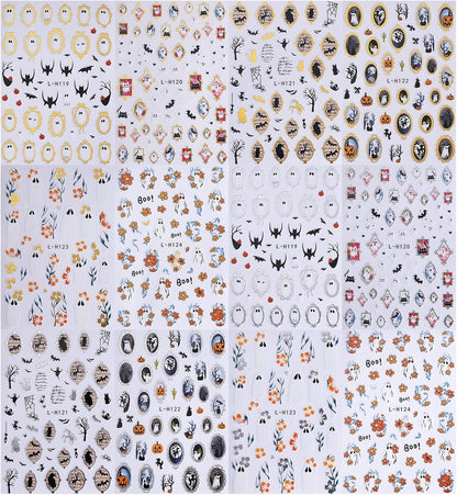 3D Self-Adhesive Nail Decals Spooky Cute Designs Metallic Gold Silver – Birthday Gift for Her Best Friend Mom Daughter Sister
