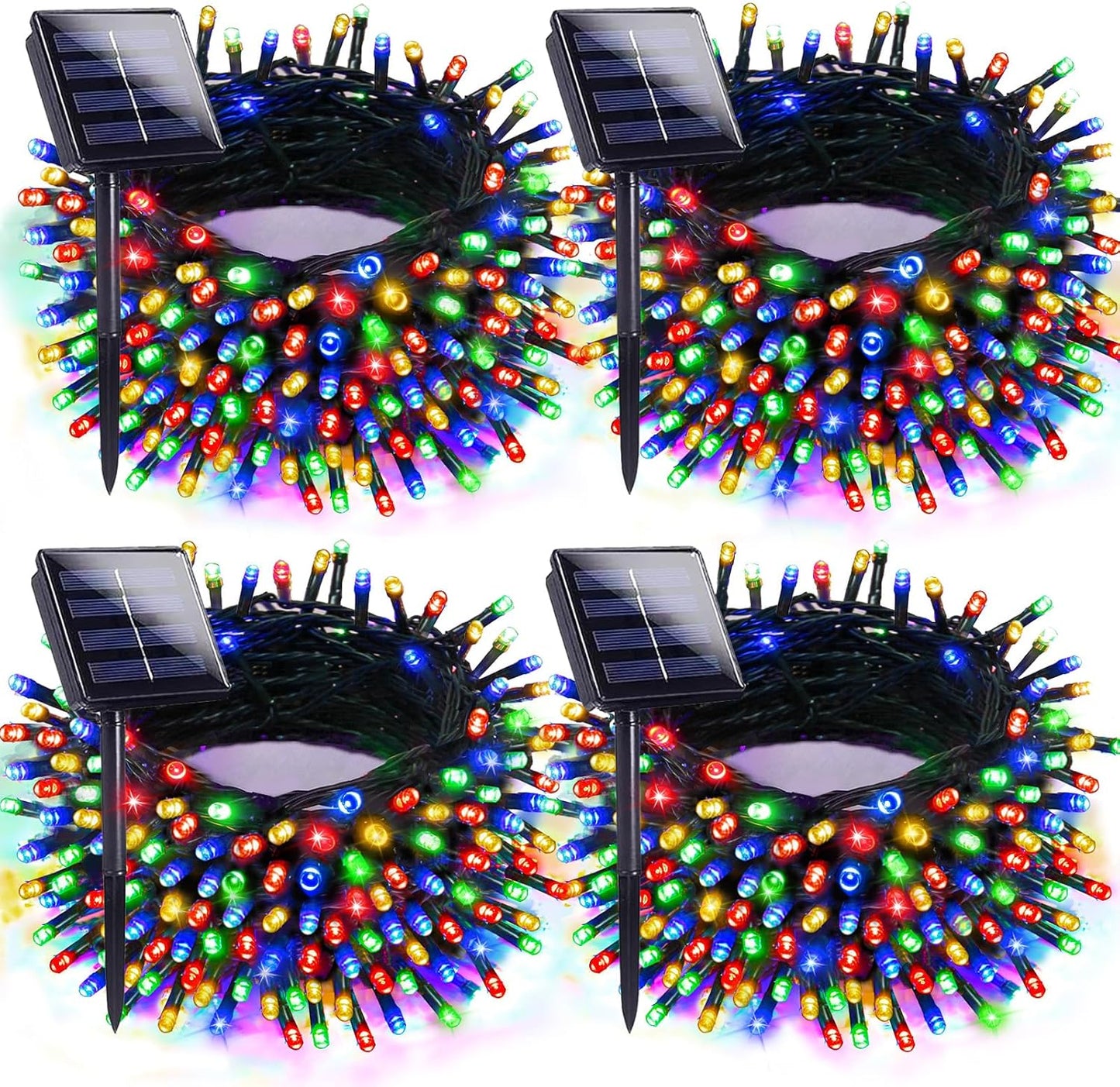 4 strings totaling 132 feet with 400 super-bright multicolor leds on green wire