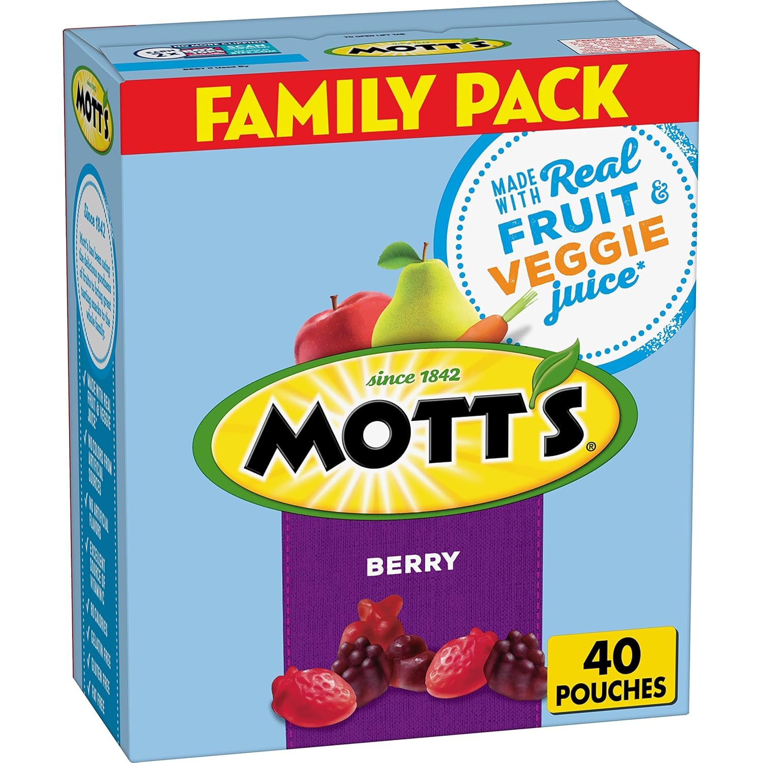 40 individually wrapped portable pouches in a single 32 oz box