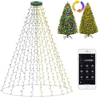400 led halo configuration across 6.56ft with 16 drops, designed for 6-7ft trees