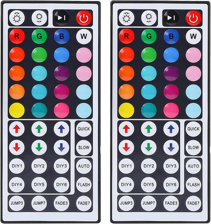44-key infrared remote with 20 static colors and 5 light patterns (static, flash, strobe, fade-change, rgb smooth-change)