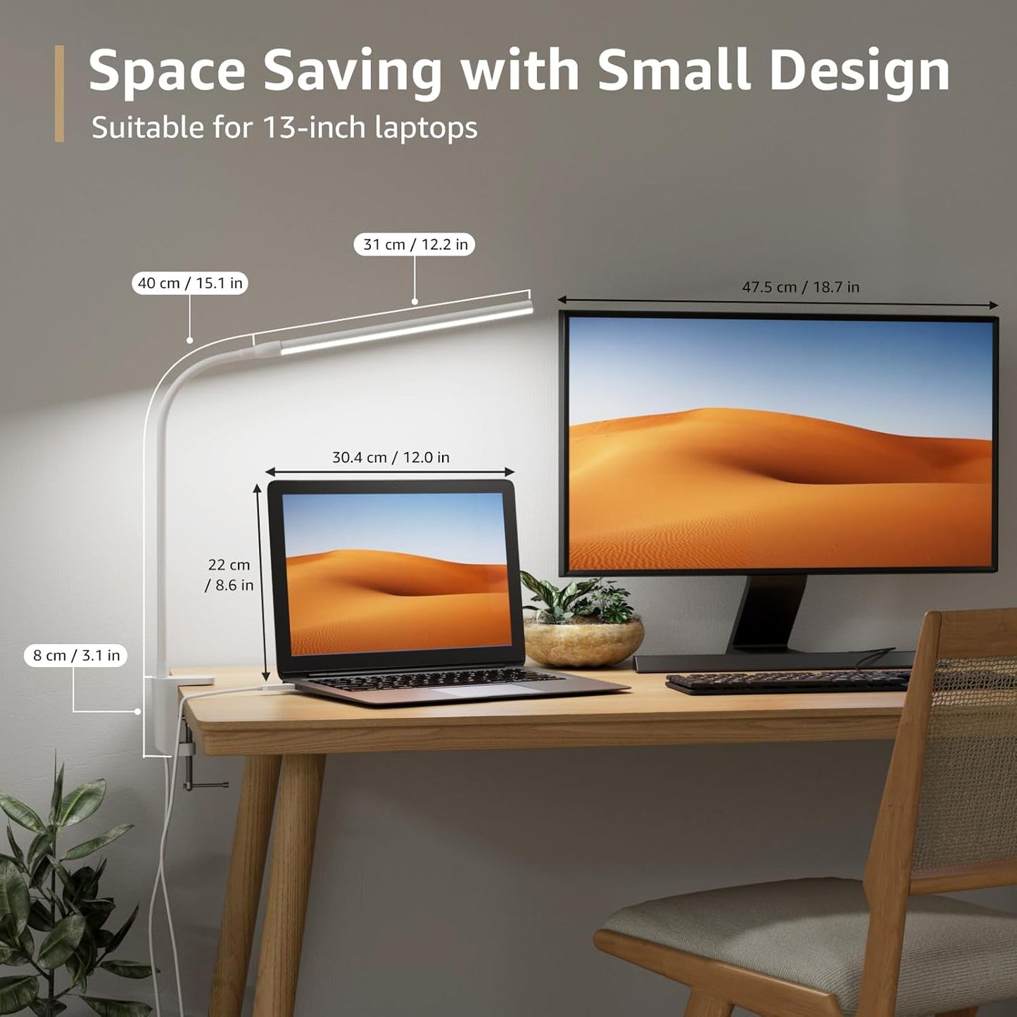 450lm brightness from 54 energy-efficient leds with non-flicker eye-caring output