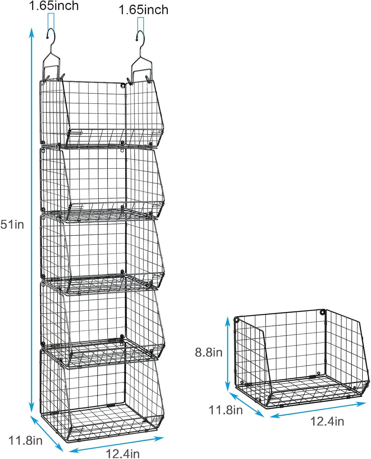 5 included s hooks for hanging keys, wallets, and small accessories