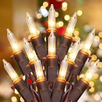 50 incandescent wedge-base mini bulbs on 13 ft (11.5 ft lit + 1.5 ft lead)