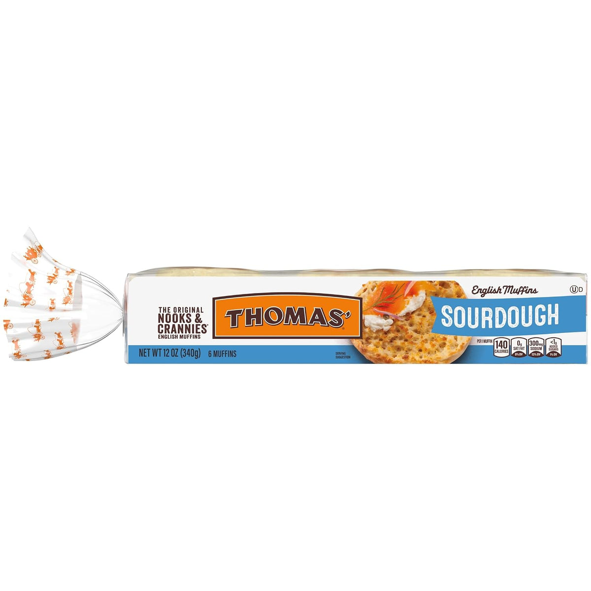 Thomas' Sourdough English Muffins – Low Fat Lunchbox Bread for Picky Eaters, 6 Pack