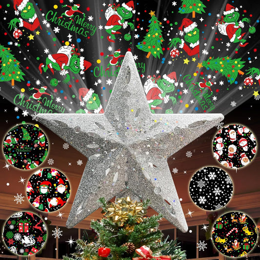6 interchangeable projection pattern cards (elf, santa, gnome, reindeer, stocking, snowflake)