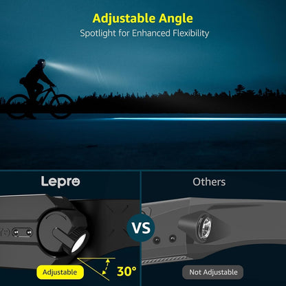 6 lighting modes (cob high/low, spotlight high/low, plus sensor and off states)