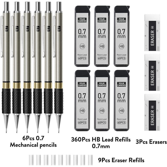 6-piece metal mechanical pencil body with retractable mechanism