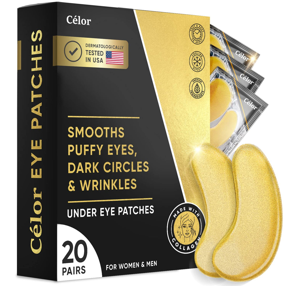 6 product variants across three editions (gold, signature collection, hyaluronic acid) and five pack sizes (20, 32, 40, 60, 80 pairs)