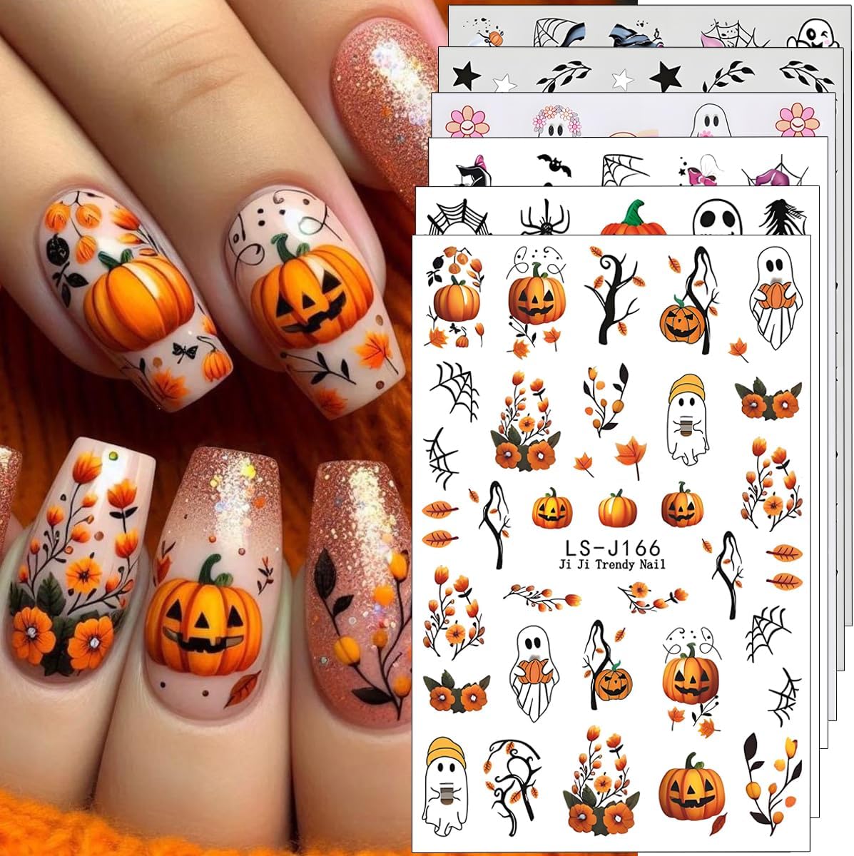 6 sheets of 3d self-adhesive vinyl nail decals per pack