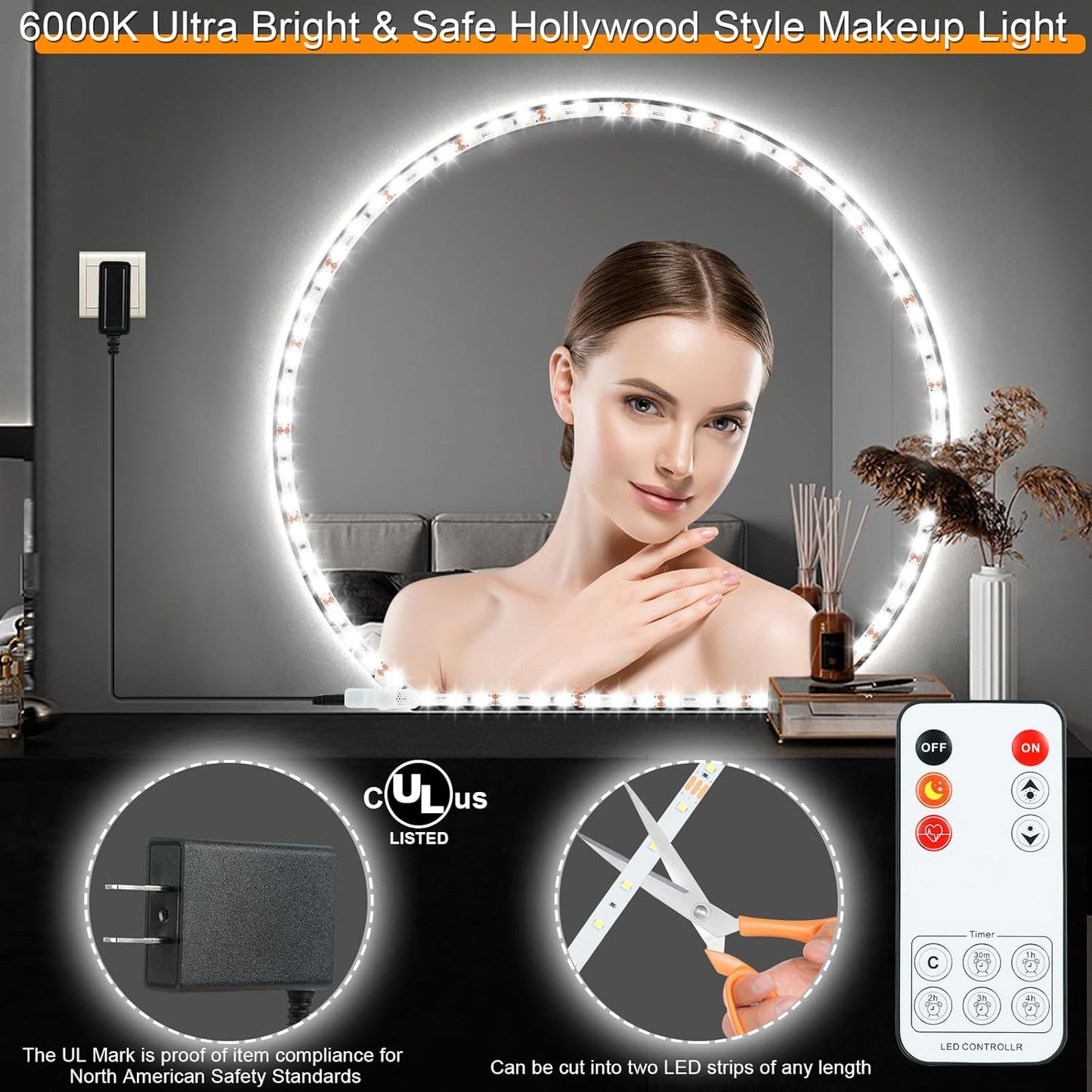 6000k daylight white color temperature for accurate color rendering