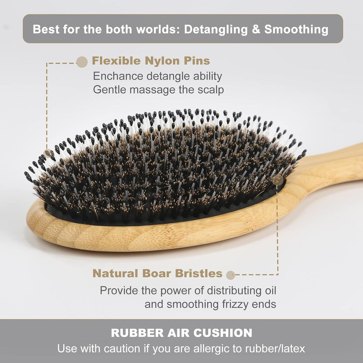 70% boar hair and 30% nylon dual-bristle blend