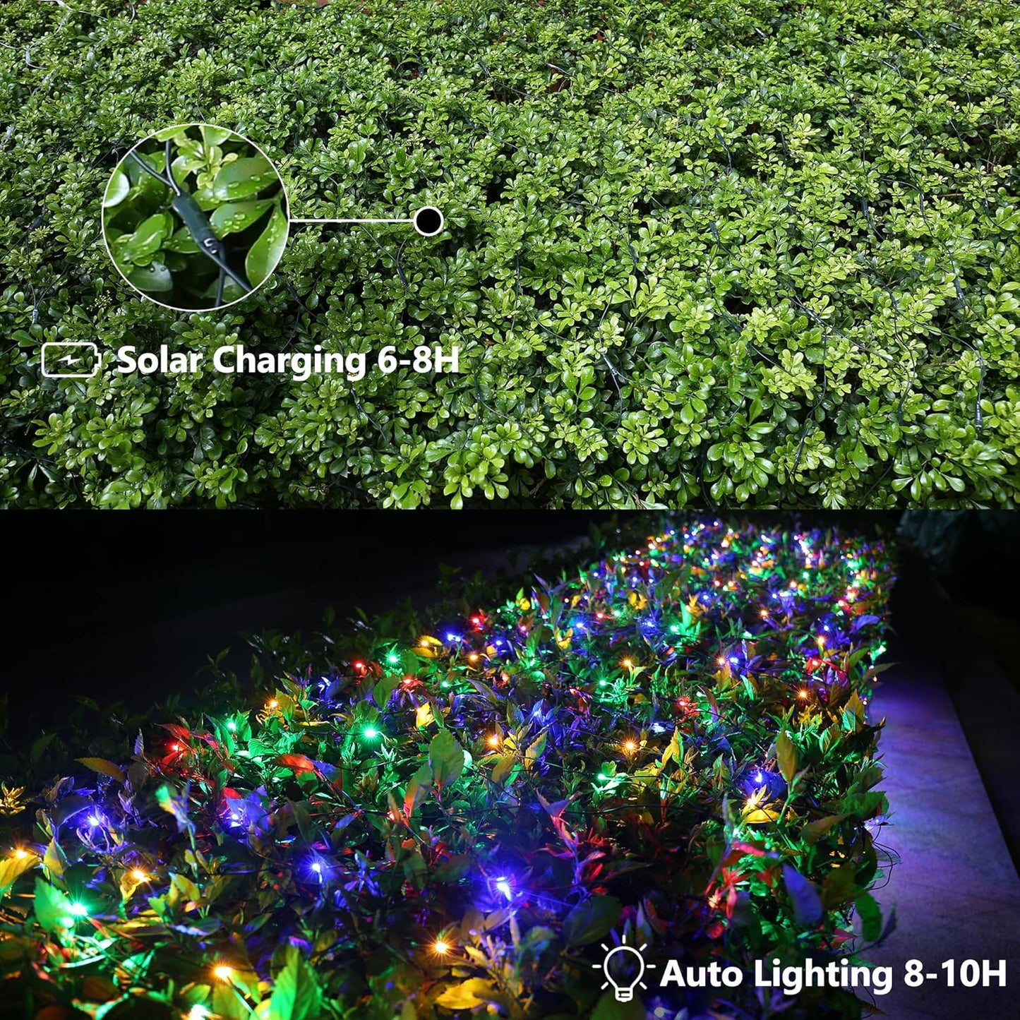 8 lighting modes including combination, in waves, sequential, slo-glo, chasing/flash, slow fade, twinkle/flash, and steady on
