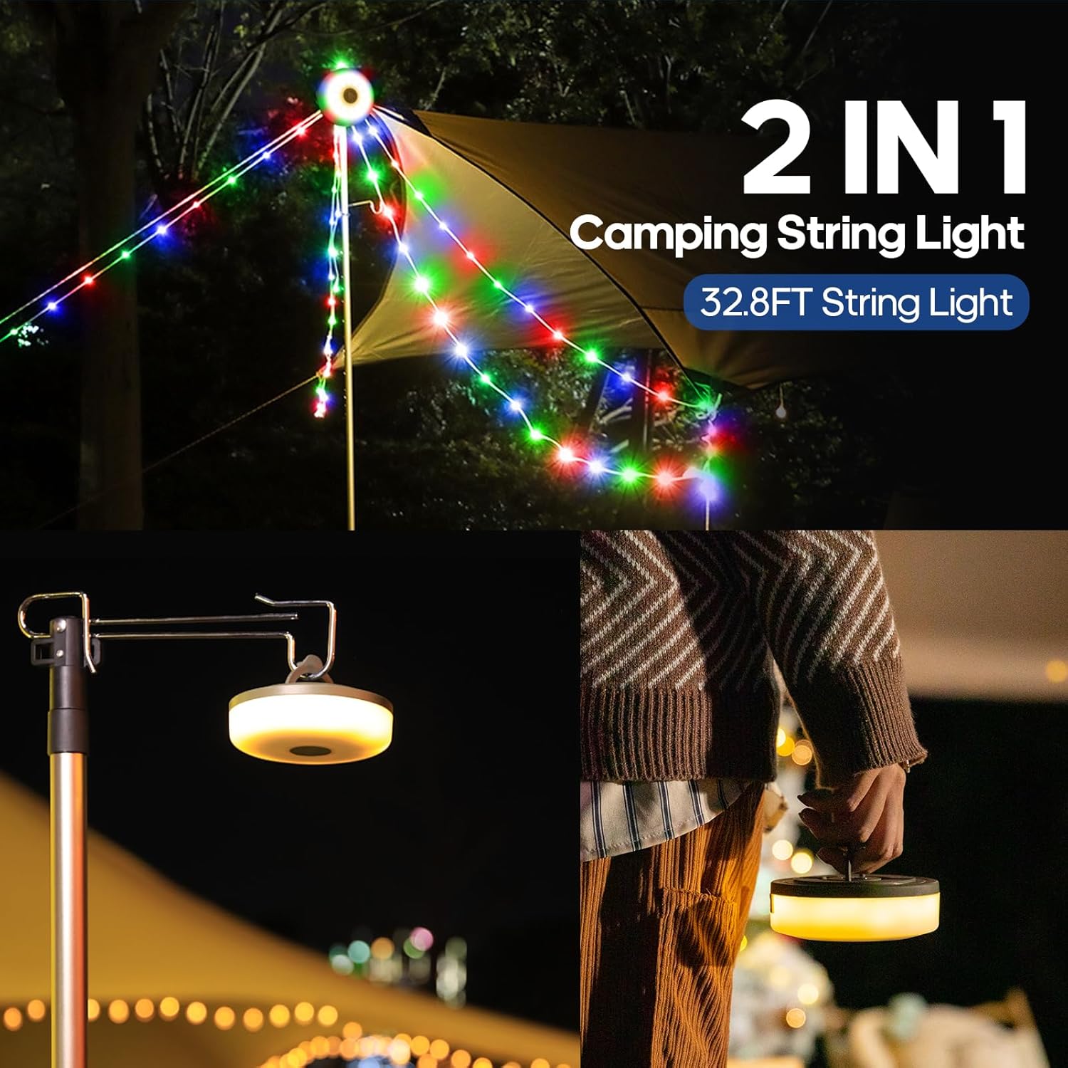8 lighting modes including constant, firefly, breathing, and torch emergency