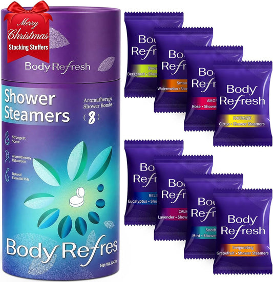 8-pack with distinct scents: eucalyptus, lavender, mint, rose, grapefruit, watermelon, citrus, bergamot