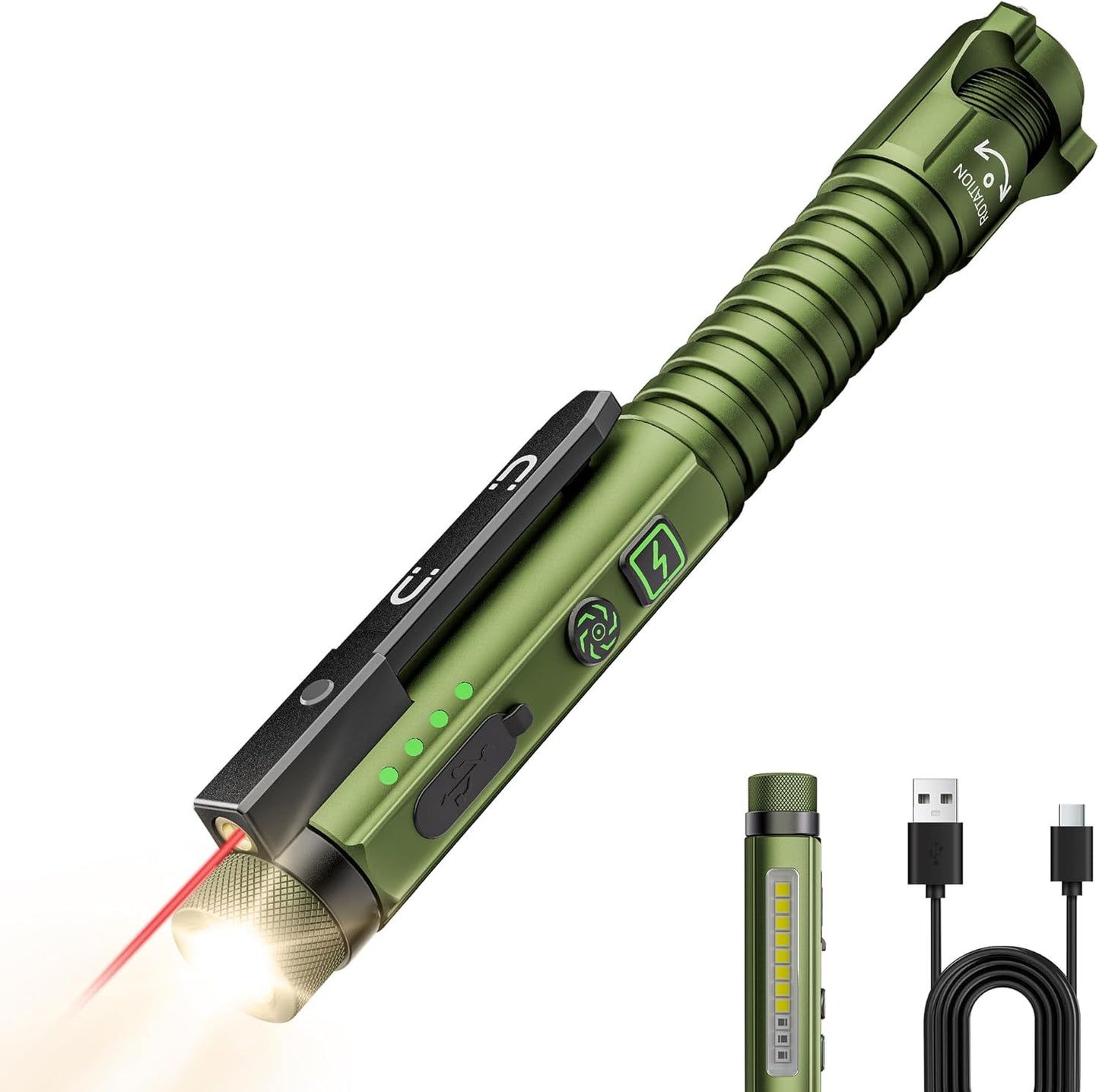 800-lumen main led with 100m beam reach and high/medium/low/strobe modes