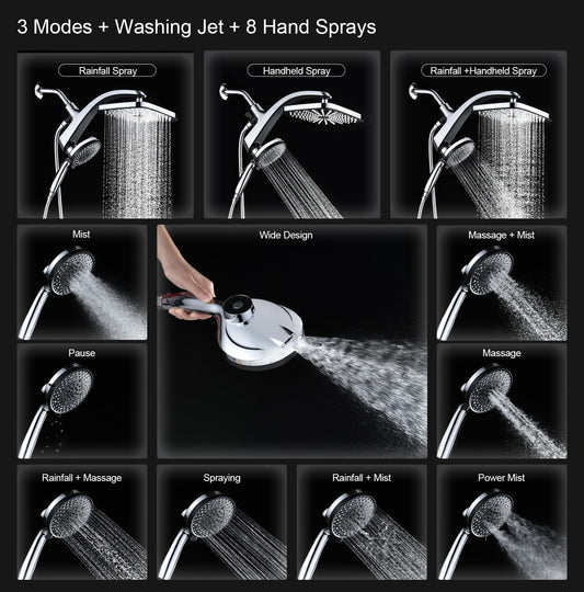 9-setting handheld showerhead with magnetic docking bracket (patent us011857983b2)